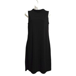 Ann Taylor Black Crew Neck Minimalist Sleeveless Mini Shift Dress Sz S